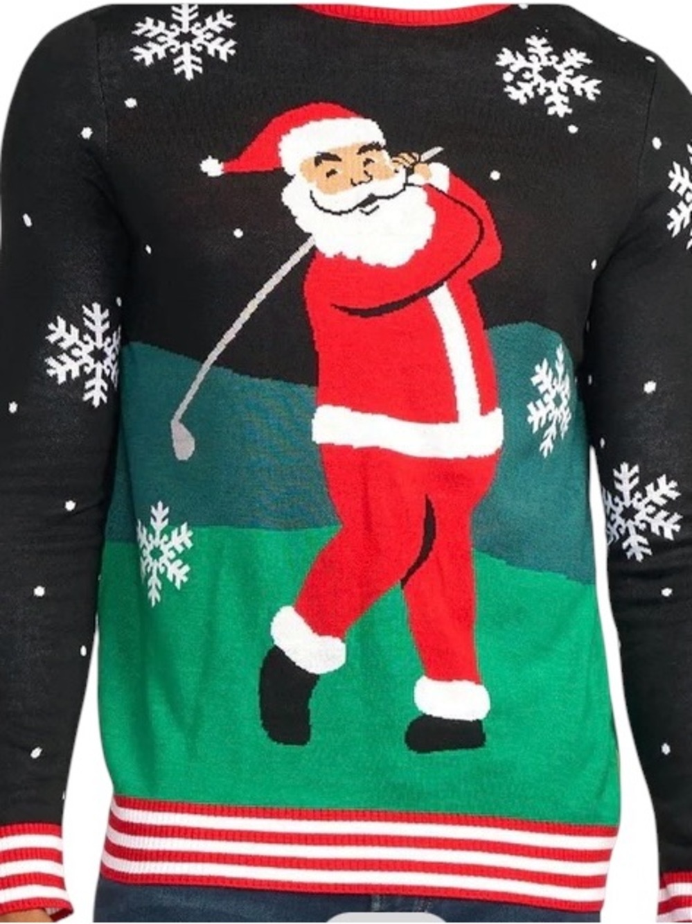 Men's Santa Golf Ugly Christmas Sweater Novelty New Size XL Tipsy Elves